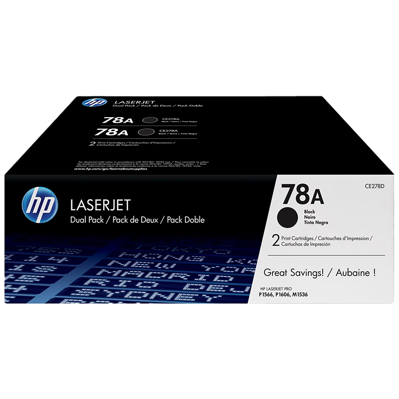 Paquete de 2 Cartuchos de Tóner HP 78A Negro Original