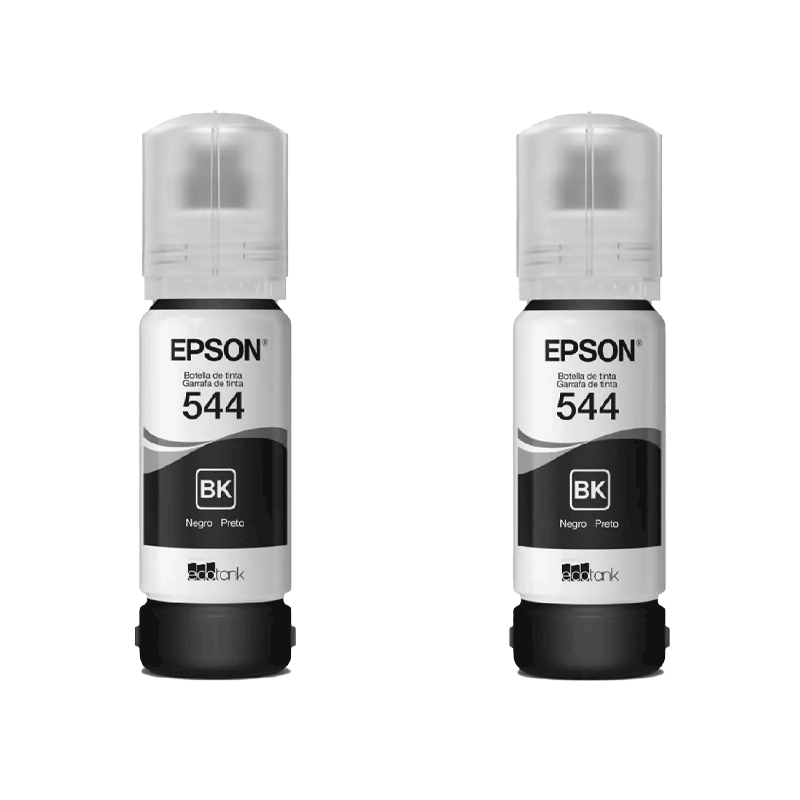 Botellas de Tinta Epson Negro ECOTANK T544120-DUAL - 2Pack 65ml. Mantén tu impresora EPSON funcionando a la perfección.