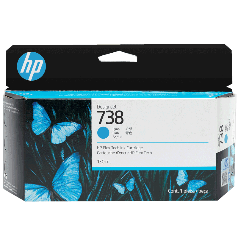 Cartucho de Tinta HP 738 (498N5A) Cyan DesignJet capacidad estándar 130 ml - Produce impresiones vívidas