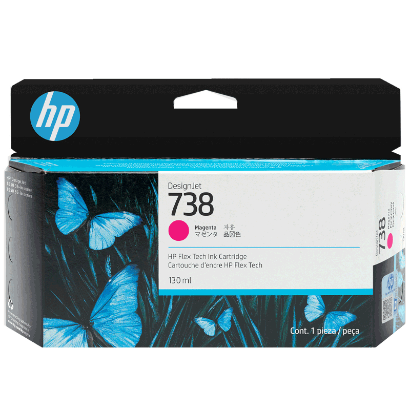 Cartucho de Tinta HP 738 (498N6A) Magenta DesignJet capacidad estándar 130 ml - Produce impresiones vívidas