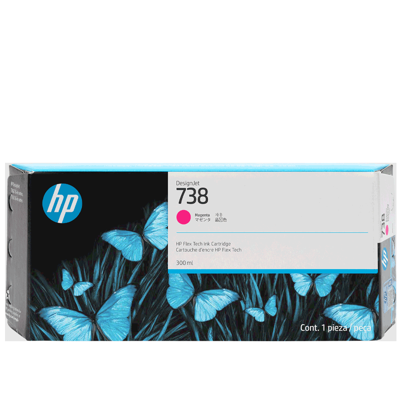 Cartucho de Tinta HP 738 (676M7A) Magenta DesignJet doble capacidad 300 ml - Produce impresiones vívidas
