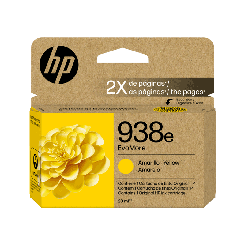 Cartucho de Tinta HP 938 (4S6Y1PL) Amarillo EvoMore Doble Capacidad 20ml - Impresión confiable y de calidad para empresas.
