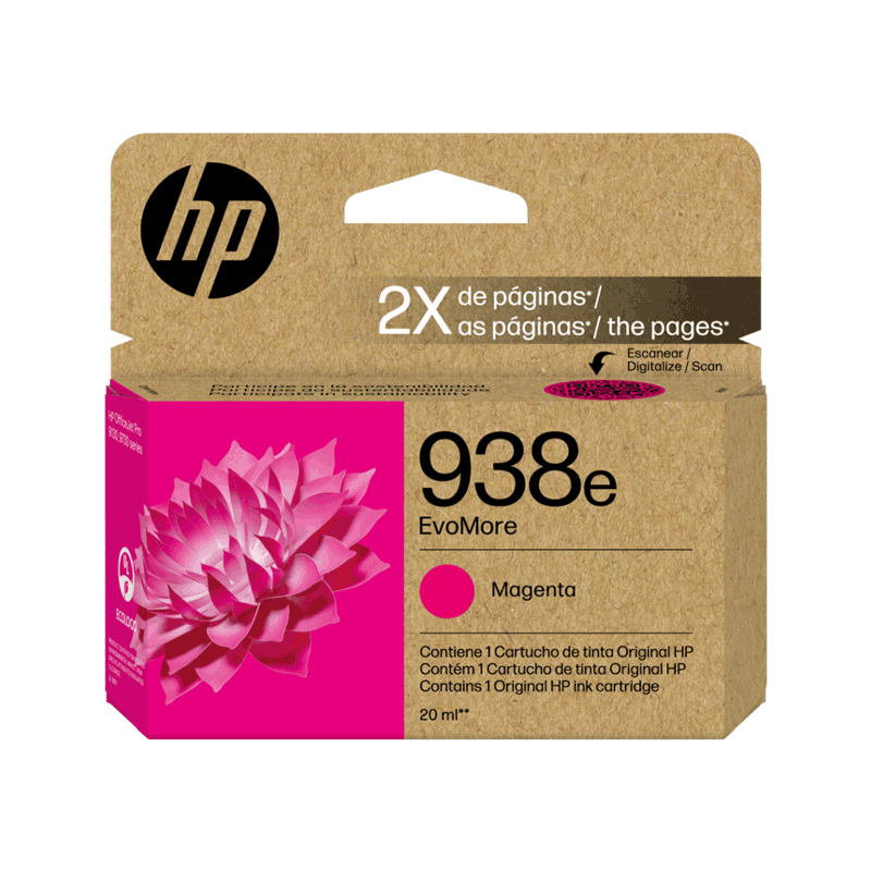 Cartucho de Tinta HP 938 (4S6Y0PL) Magenta EvoMore Doble Capacidad 20ml - Impresión confiable y de calidad para empresas.