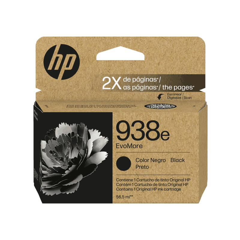 Cartucho de Tinta HP 938 (4S6Y2PL) Negro EvoMore Doble Capacidad 56.5ml - Impresión confiable y de calidad para empresas.