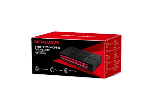 Mercusys MS108G – Conmutador Gigabit de 8 Puertos RJ45 10 100 1000 Mbps computodo - El Salvado